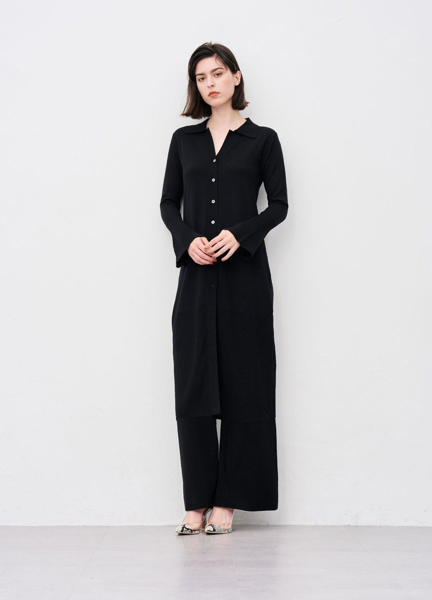 高針織密度針織長版外套